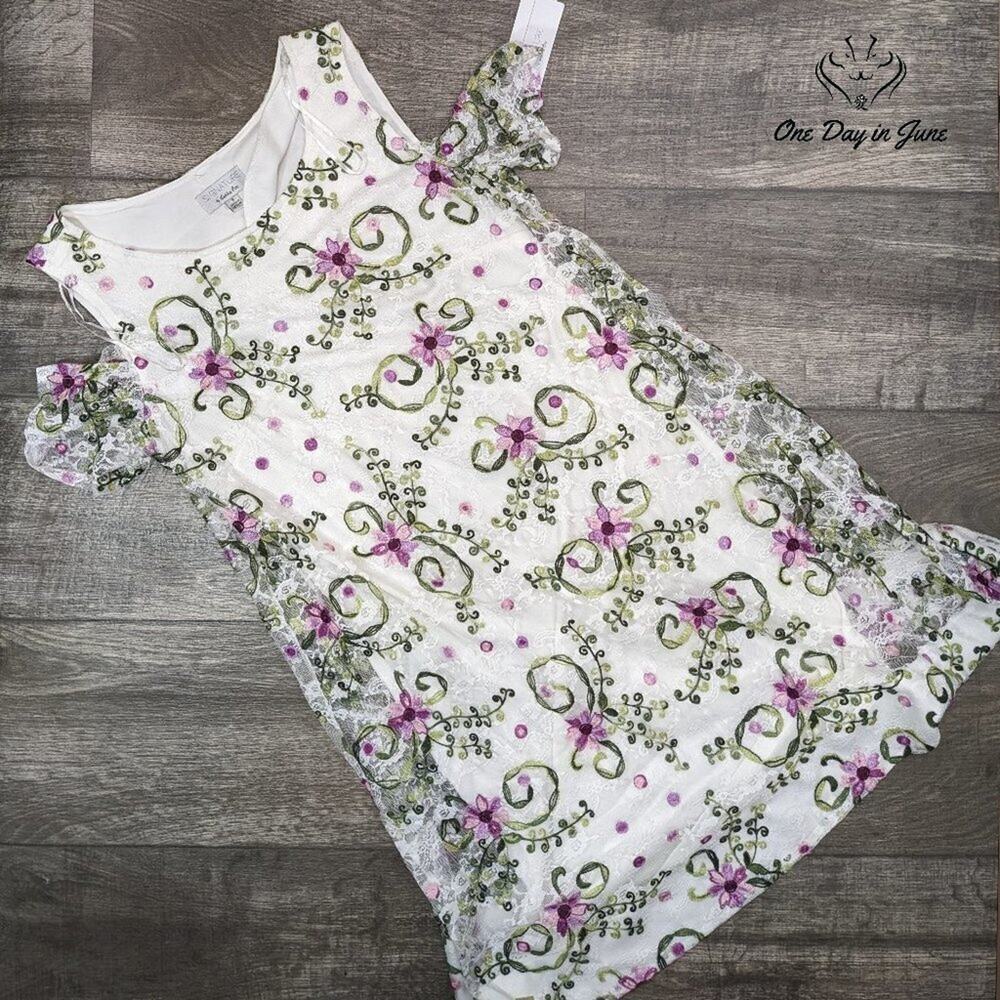 Signature by Robbie Bee Floral Cold Shoulder Sheer Layered Dress Size S